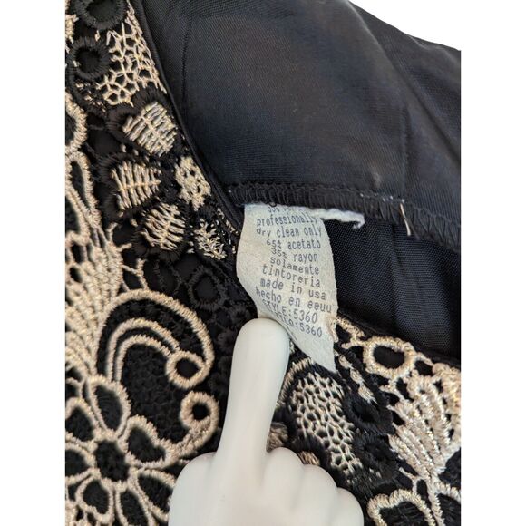 Womens Large Black Dress Gold Design Formal - Picture 5 of 9